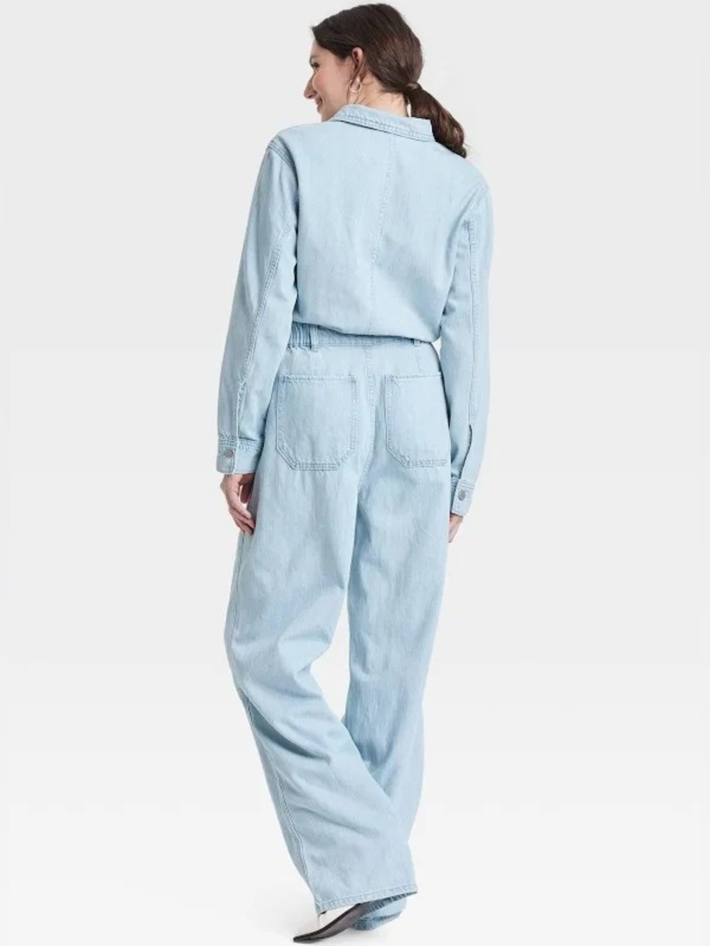 Light Blue Women's Denim Jumpsuit - Picture 3 of 3